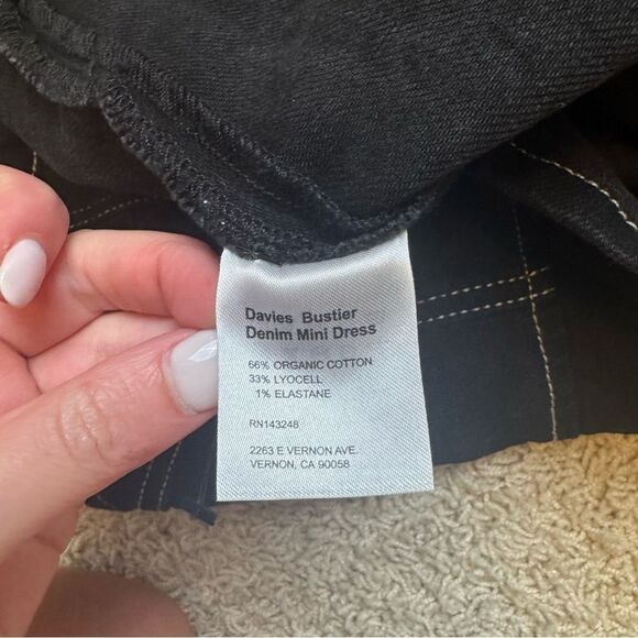 Reformation Black Corset Jean Dress size 6 Davies Bustier Denim Mini Dress - Picture 6 of 7